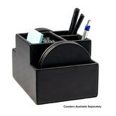 Black Leatherette Multi-Purpose Desk Supply Organizer